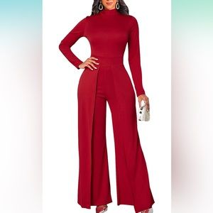 Red Wide Legged Jumpsuit